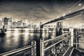Brooklyn Bridge at night with Lower Manhattan skyline from Brook Royalty Free Stock Photo