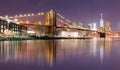 Brooklyn bridge at night, New York City, USA Royalty Free Stock Photo