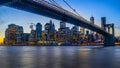 Brooklyn Bridge and NYC Skyline during Sunset Royalty Free Stock Photo