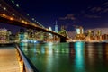 Brooklyn Bridge over East River night in New York City Royalty Free Stock Photo