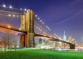 Brooklyn Bridge over East River at night in New York City Manhattan Royalty Free Stock Photo