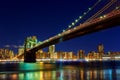 Brooklyn Bridge over East River at night in New York City Manhattan Royalty Free Stock Photo