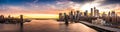 Brooklyn Bridge panorama at sunset Royalty Free Stock Photo