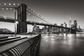 Brooklyn Bridge Park boardwalk in Black & White. Brooklyn, New York City Royalty Free Stock Photo