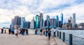 Brooklyn Bridge Park with Manhattan view. New York City, USA Royalty Free Stock Photo