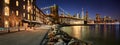 Brooklyn Bridge Park waterfront in evening. Brooklyn, Manhattan, New York City Royalty Free Stock Photo