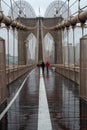 Brooklyn Bridge at rainy day in New York. USA