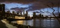 Brooklyn Bridge, seen from Dumbo Park just before sunset Royalty Free Stock Photo