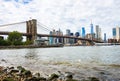 Brooklyn Bridge with skyscrapers background. New York City, USA Royalty Free Stock Photo