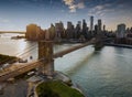 Brooklyn Bridge panorama at sunset New York City Manhattan after sunset beautiful cityscape Royalty Free Stock Photo