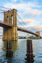 Brooklyn Bridge at sunset view. New York City, USA Royalty Free Stock Photo