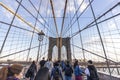 Brooklyn bridge with tourists
