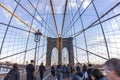 Brooklyn bridge with tourists Royalty Free Stock Photo
