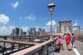 Brooklyn Bridge tourists Royalty Free Stock Photo
