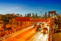 Brooklyn Bridge traffic at night, NYC Royalty Free Stock Photo