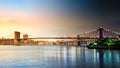 Brooklyn Bridge transitioning from sunset to night Royalty Free Stock Photo