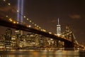 Brooklyn Bridge with The Tribute in Light Royalty Free Stock Photo