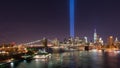 Brooklyn Bridge and Tribute In Light Royalty Free Stock Photo