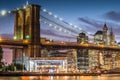 Brooklyn Bridge at twilight time, New York City Royalty Free Stock Photo