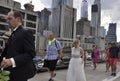 New York City, 3rd July: Brooklyn Bridge walkway over East River of Manhattan from New York City in United States