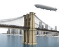 Brooklyn Bridge and Zeppelin in New York City