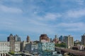 Brooklyn downtown skyline viewed from an aerial perspective in New York cityscape America with on the Hudson River Royalty Free Stock Photo