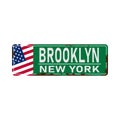 Brooklyn green road sign isolated on white background.