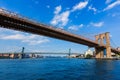 Brooklyn and Manhattan bridges East River NY