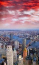 Brooklyn, Manhattan and Williamsburg Bridge at night, amazing aerial view of New York City - USA Royalty Free Stock Photo