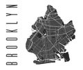 Brooklyn map poster. New York city borough street map. Cityscape aria panorama