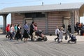 Jewish orthodox family enjoy outdoors during Passover at Coney Island in Brooklyn, New York