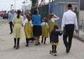 Jewish orthodox family enjoy outdoors during Passover at Coney Island in Brooklyn, New York
