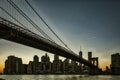 Brooklyn Bridge, seen from Dumbo Park at sunset Royalty Free Stock Photo