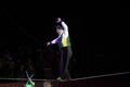 Circus clown performs on wire during Ringling Bros show in Brook Royalty Free Stock Photo