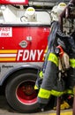 FDNY Fire Fighter Gear at Fire Station in Brooklyn