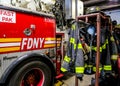 FDNY Fire Fighter Gear at Fire Station in Brooklyn