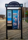 Riegelmann Broadwalk sign at Coney Island Beach in Brooklyn, New York Royalty Free Stock Photo