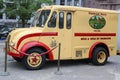 Vintage Elmhurst Dairy DIVCO delivery truck in Brooklyn Bridge Park. Royalty Free Stock Photo