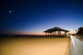 Brooklyn, New York - Octouber 4, 2019: Brighton Beach, Coney Island boardwalk in Brooklyn, New York at sunset Royalty Free Stock Photo