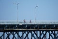 Brooklyn, New York: Two cyclists crossing the Marine Parkway Gil Hodges Memorial Bridge