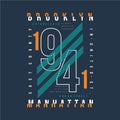 Brooklyn new york, urban apparel, manhattan text frame graphic design t shirt vector art