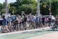 Peaceful protest at Grand army Plaza. Protesters holding signs