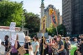 Peaceful protest at Grand army Plaza. Protesters holding signs