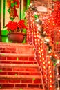 Brooklyn, NY. Christmas decoration on the houses. Outdoor Christmas lights. Dyker Heights area Royalty Free Stock Photo