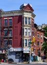 An old red brick apartment building on 4th Ave in the Greenwood section of Brooklyn, NYC Royalty Free Stock Photo