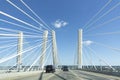 Brooklyn, NY - September 2 2021: driving on a highway on new Kosciuszko Bridge that connects Brooklyn with Queens