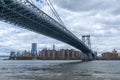 Brooklyn, NY - USA - April 17, 2021: View of the Williamsburg Bridge, a suspension bridge in New York City across the East River Royalty Free Stock Photo