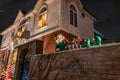 Brooklyn, NY, USA - December 26, 2019, Night view Christmas decoration of houses in Dyker Heights, New York City