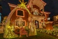 Brooklyn, NY, USA - December 26, 2019, Night view Christmas decoration of houses in Dyker Heights, New York City