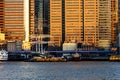 Horizontal view of the permanently-moored 1885 tall ship Wavertree, at Pier 16 on the East Royalty Free Stock Photo